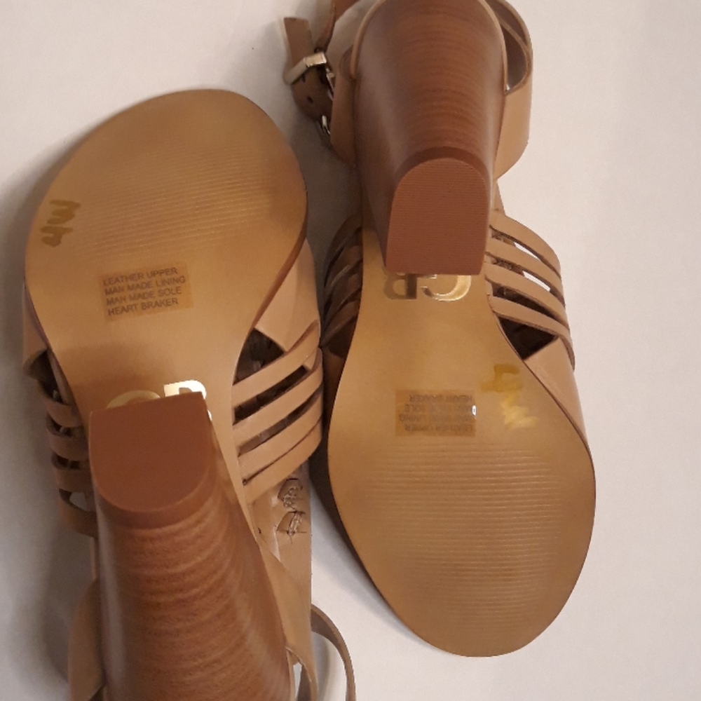 Gianni Bini/ Tan/Woven Leather/Chunky Heel/Sandals - Picture 10 of 12